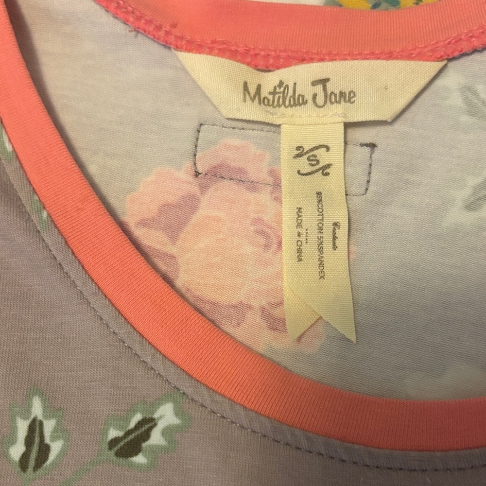 Matilda Jane Gray Dress with Pink Floral Design- Small - Picture 8 of 9